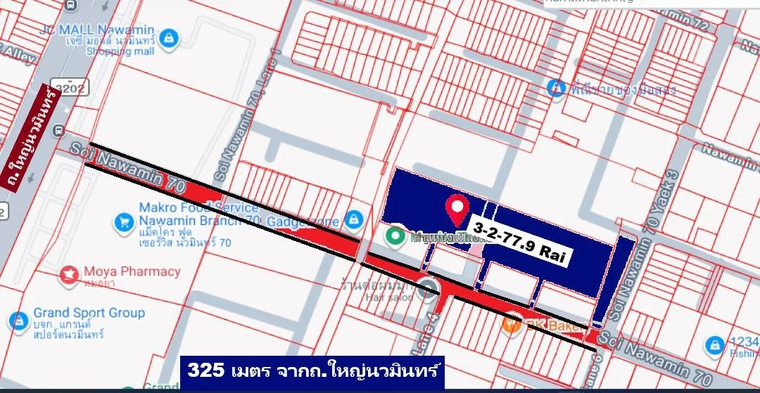 ขายที่ดินนวมินทร์ แล้วผังสีส้มปี 70 นวมินทร์ 70 แยก 3 หลัง JC MALL ตลาดปัฐวิกรณ์ แปลงสวย 3-2-78 ไร่ ภาพที่ 5