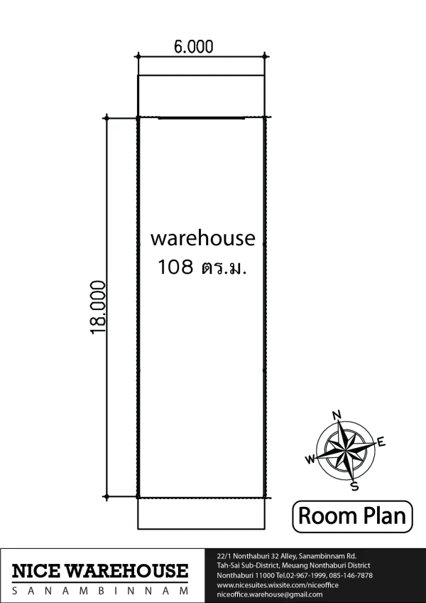 ให้เช่า Warehouse โกดัง คลังสินค้า ขนาด 108 ตร.ม. สนามบินน้ำ นนทบุรี