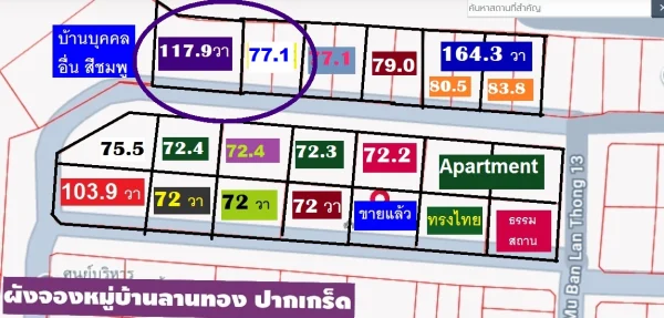 ขายที่ดินสร้างบ้านที่พักอาศัยต่างๆ จับจองเก็บไว้ก็ได้ มีถนนไฟฟ้า ประปาพร้อมแต่มีลักษณะหมู่บ้านใหญ่ด้วย หาไม่ได้ ที่ดินในหมู่บ้านจัดสรร ม.ลานทอง ปากเกร็ด เสมือนอยู่แจ้งวัฒนะ หรือเมืองทองธานี ใกล้นิดเดียว ที่ดินจัดสรรถมแล้วรวมที่เพื่อทำให้สนใจมากขึ้น ไม่แพง ทำเลต้นซอย รวมแปลงเป็น 195 ตารางวา Sqw