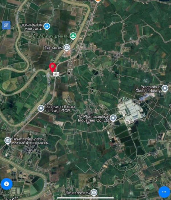 ????  ขายที่ดินริมน้ำ 9ไร่ ข้าง รพ.สต.บางแตน อ.บ้านสร้าง ติดแม่น้ำบางปะกง ฮวงจุ้ยดีเยี่ยม “ถุงทอง” ปากแคบ–ก้นกว้าง เก็บทรัพย์