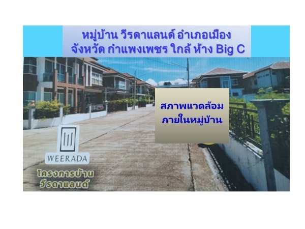 ขายที่ดินเปล่า ในโครงการ หมู่บ้านวีรดาแลนด์ กำแพงเพชร   ราคาพิเศษสุด  ตารางวาละ  22,500 บาท พื้นที่ด้านในหัวมุม 85.4 ตารางวา